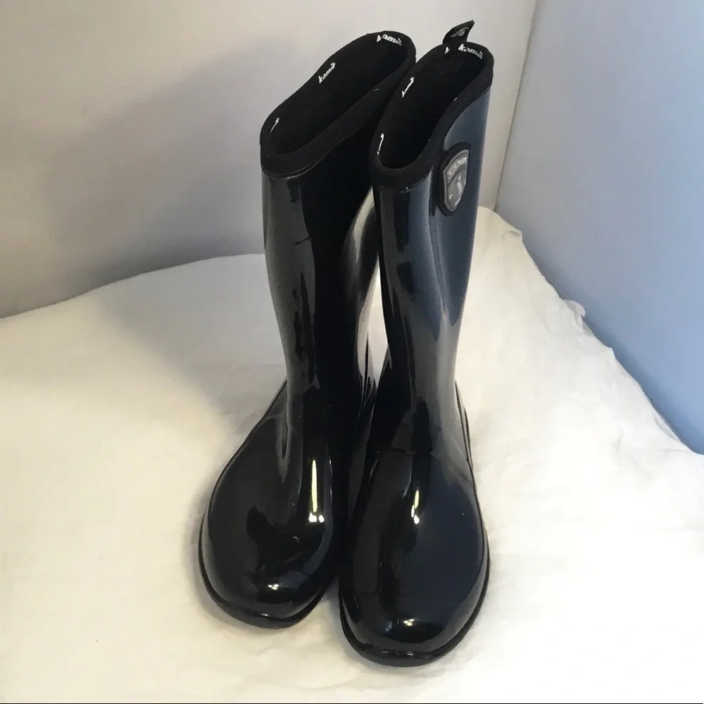Kamik 1898 MID CALF  BLACK‎ RAIN BOOTS SIZE 8